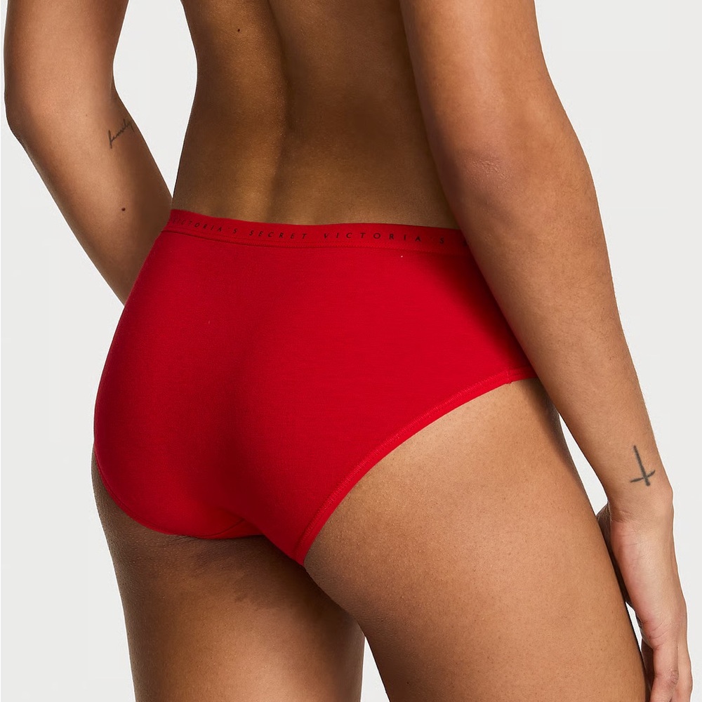 NWT 2 Victoria’s Secret Stretch Cotton Hiphugger Panty Lipstick Red Floral M - Picture 3 of 11